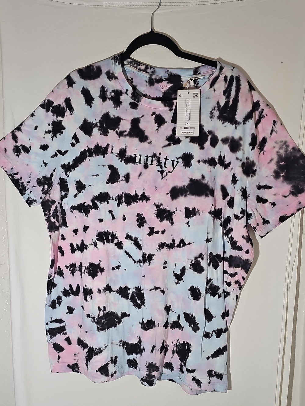 Cactus Tie-Dye 'Unity' Graphic Tee - Pink, Blue & Black